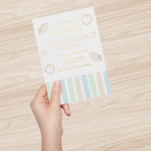 Grad Club Beach Party Foil Invitation