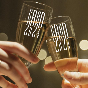 Grad College High School Senior Graduation Champagne Flute