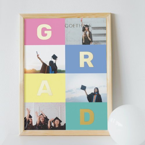 GRAD COLOR BLOCKS MULTI Photo graduatioN Foil Prints