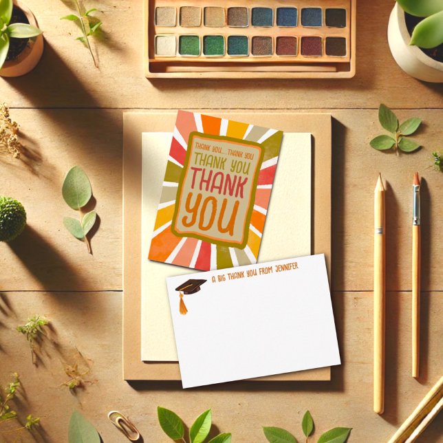 Grad Colorful Fun Cheerful Thank you Simple Yellow Card (Creator Uploaded)