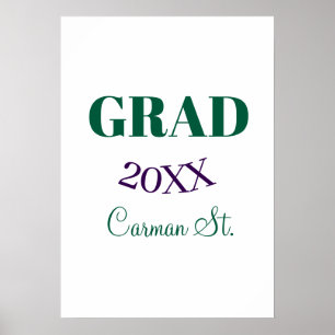 grad congrats green purple bold year 20XX graduate Poster