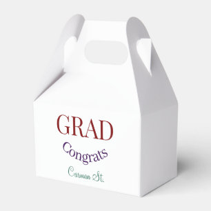 grad congrats mauve purple bold year 20XX graduate Favor Boxes