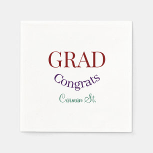 grad congrats mauve purple bold year 20XX graduate Napkins