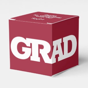 GRAD Crimson and White Graduation Party Favor Boxes