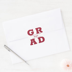 Grad Crimson on White Square Sticker