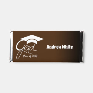 Grad Custom Name-Year-Thank You-White Script Hershey Bar Favors