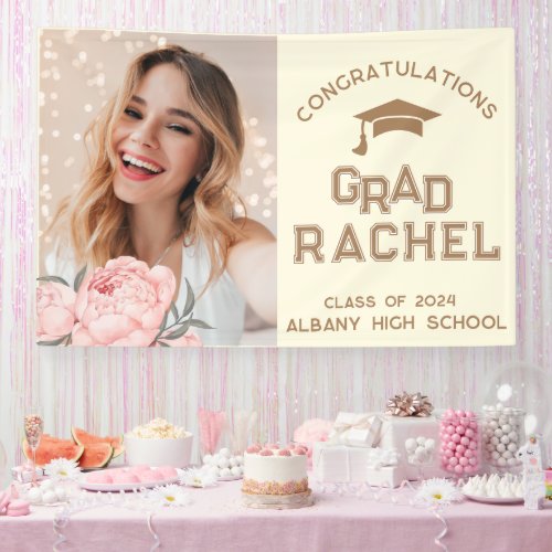 Grad Cute Yellow Floral Graduate Graduation Party Banner