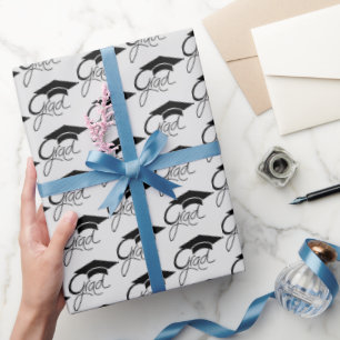 Grad Elegant Black Graduation Cap Wrapping Paper