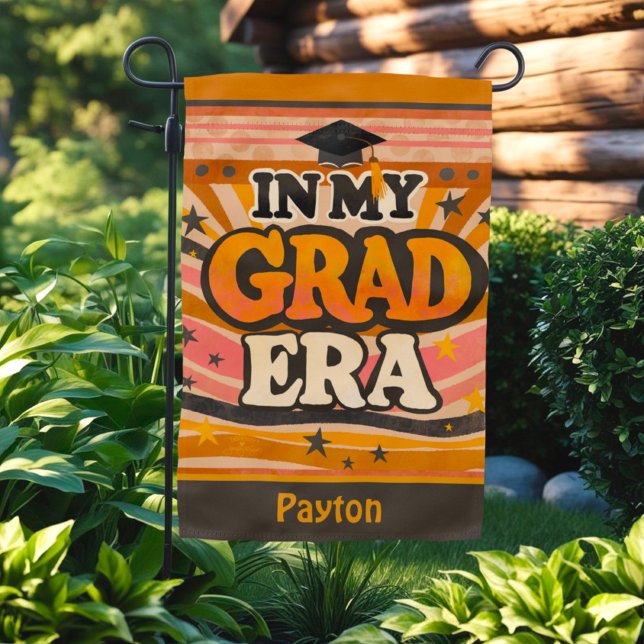 Grad Era Retro Personalized Name Year  Garden Flag (Creator Uploaded)