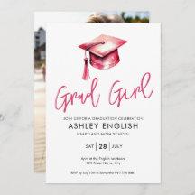 Grad Girl Pink Graduation Invitation