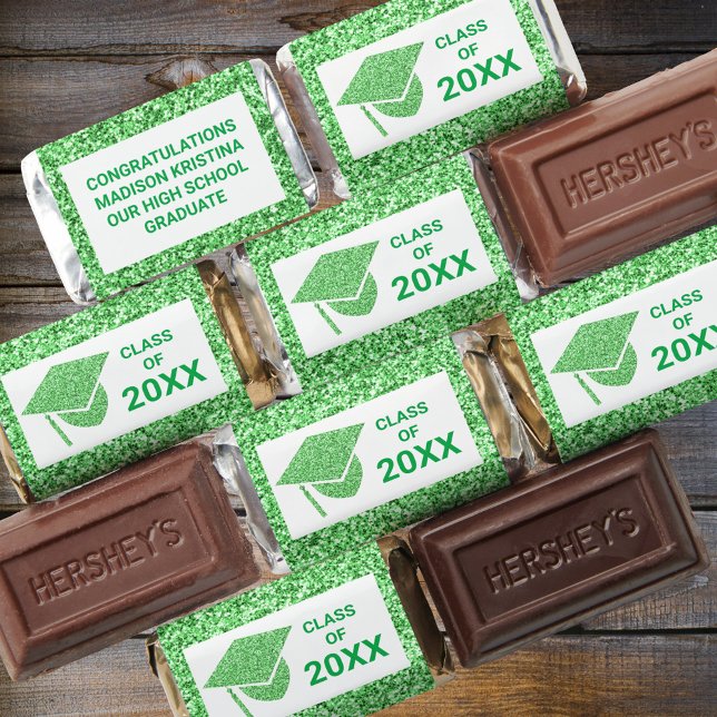 Grad Glam Green Cap Class Of Name Graduation Hershey's Miniatures (Creator Uploaded)