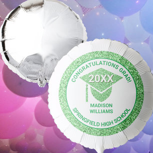 Grad Glam Green Cap Elegant Congratulations Balloon