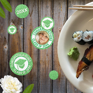 Grad Glam Green Cap Photo Graduation Party Confetti