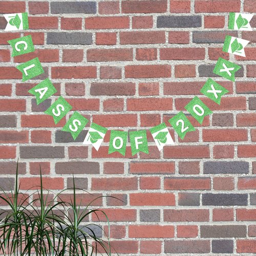 Grad Glam Green Cap Simple Class Of Plus Year Bunting Flags