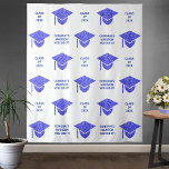 Grad Glam Navy Cap Chic Party Selfie Photo Booth Tapestry at Zazzle