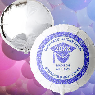 Grad Glam Navy Cap Elegant Congratulations Balloon