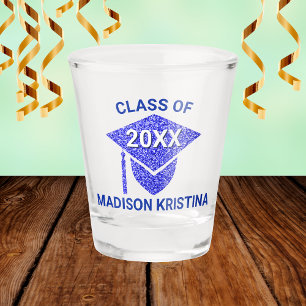Grad Glam Navy Cap Personalized Chic Elegant Shot Glass