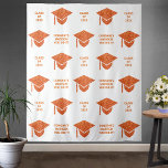 Grad Glam Orange Cap Chic Party Selfie Photo Booth Tapestry at Zazzle