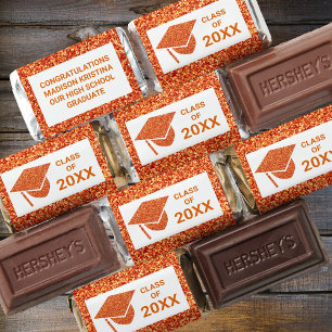 Grad Glam Orange Cap Class Of Name Graduation Hershey's Miniatures