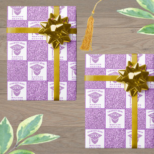 Grad Glam Purple Cap Celebration Graduation Wrapping Paper