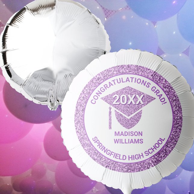 Grad Glam Purple Cap Elegant Congratulations Balloon (Creator Uploaded)