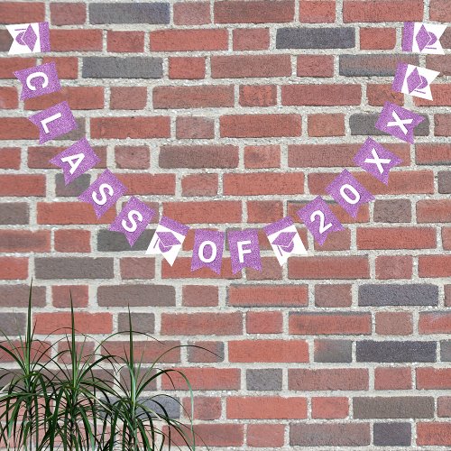 Grad Glam Purple Cap Simple Class Of Plus Year Bunting Flags