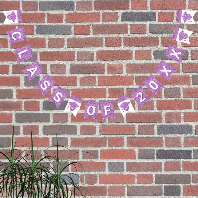 Grad Glam Purple Cap Simple Class Of Plus Year Bunting Flags (Creator Uploaded)