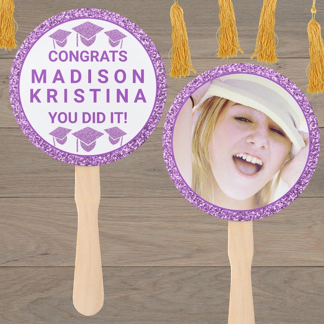 Grad Glam Purple Cap Simple Elegant Picture Hand Fan (Creator Uploaded)