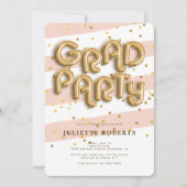 Grad Gold Foil Balloon Party Invitation (Front)