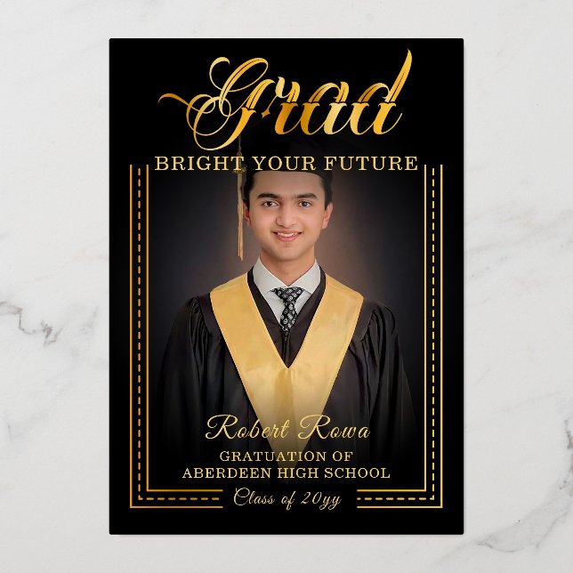 Grad. Golden touch Brighten your future Foil Invitation (Front)