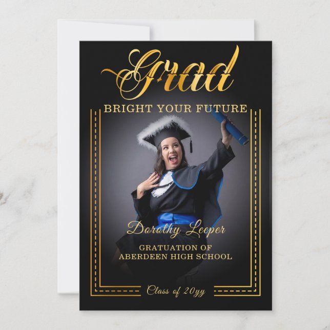 Grad. Golden touch Brighten your future Invitation (Front)