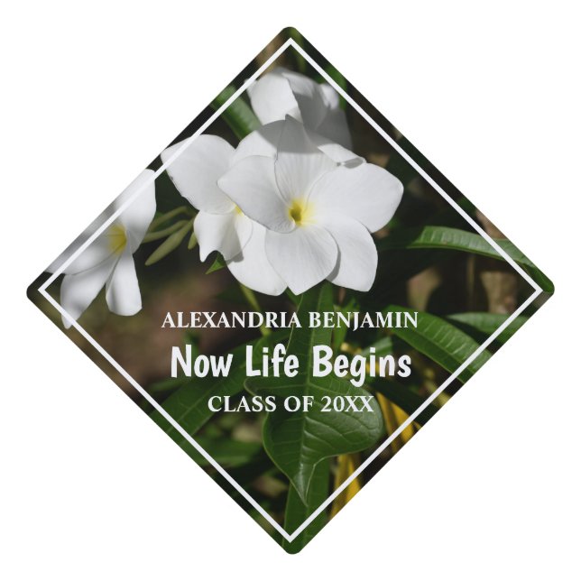 Grad Graduate Floral Inspirational Quote Custom Graduation Cap Topper (Front)
