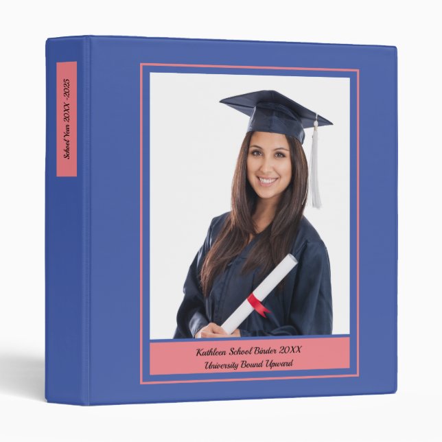 Grad Graduate Graduation Photo Album Personalize 3 Ring Binder (Front/Spine)