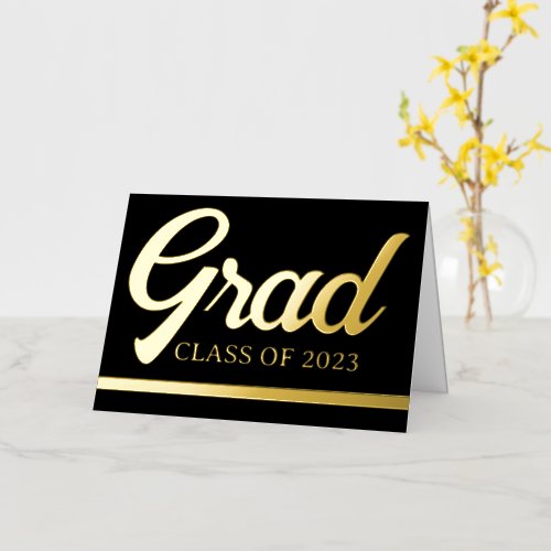 Grad graduate personalized year custom text foil greeting card