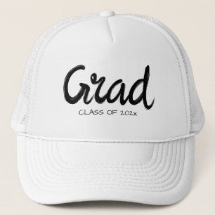 Grad graduate personalized year handwriten text trucker hat