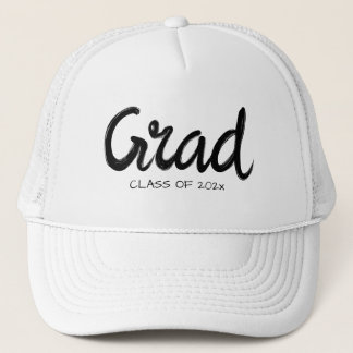 Grad graduate personalized year handwriten text trucker hat