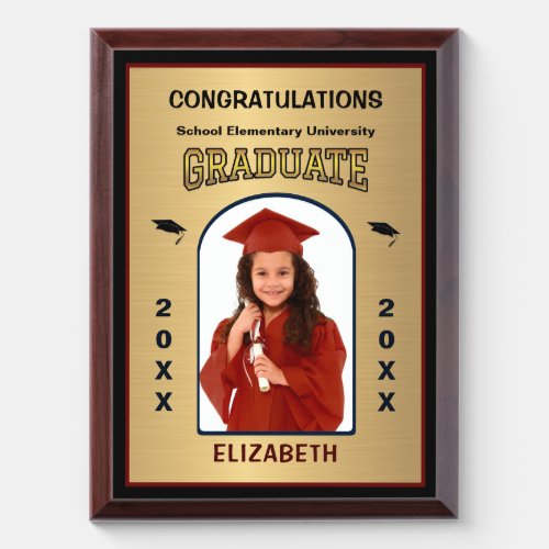Grad Graduate Photo Graduation Gold Custom Award Plaque