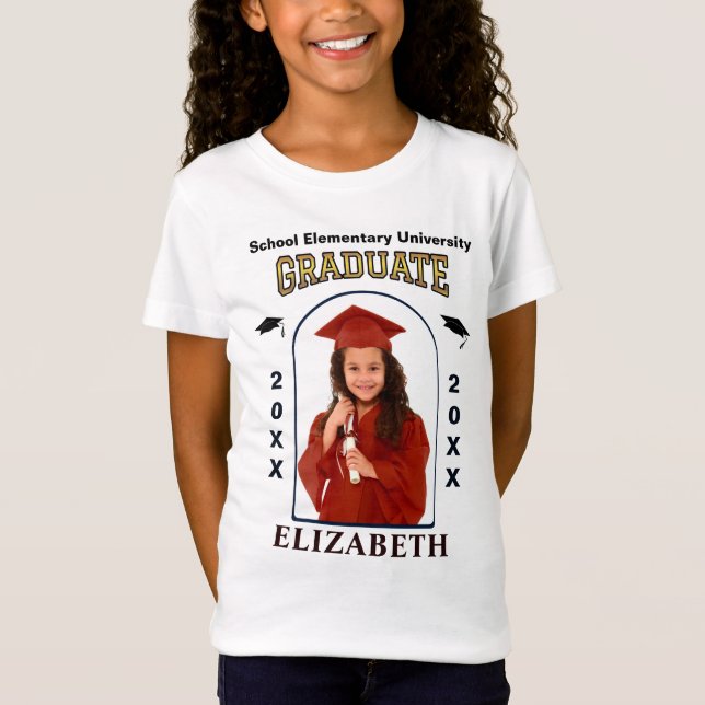 Grad Graduate Photo Graduation Gold Custom  T-Shirt (Front)