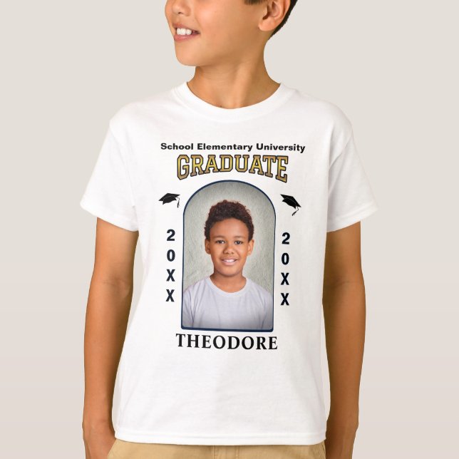 Grad Graduate Photo Graduation Gold Custom  T-Shirt (Front)