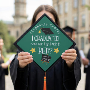 Grad Graduated Can I Go Back To Bed Green Graduation Cap Topper