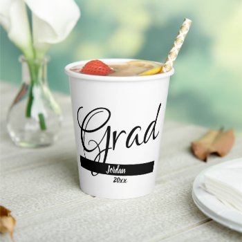 Grad Graduation Custom Name And Year Paper Cups by BiskerVille at Zazzle