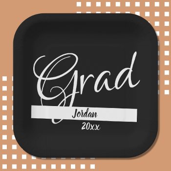 Grad Graduation Custom Name And Year Paper Plates by BiskerVille at Zazzle