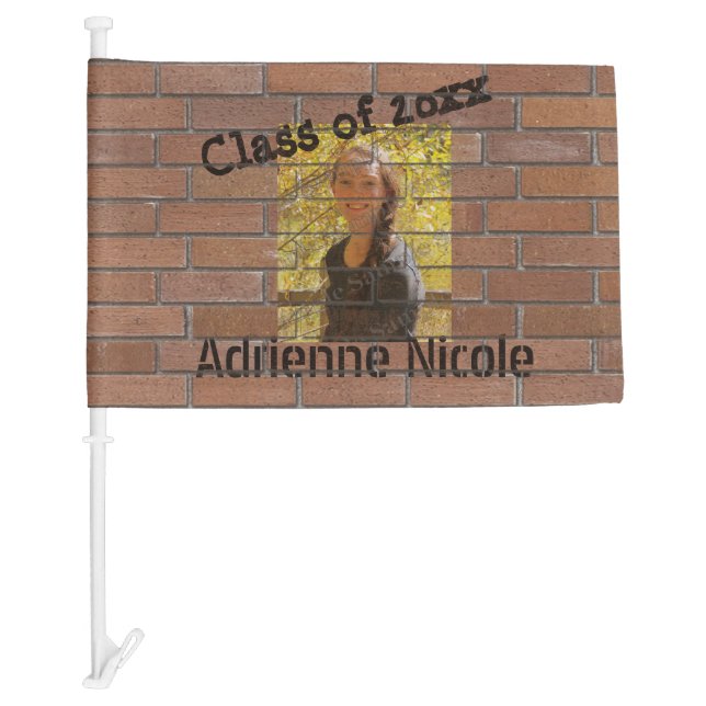 Grad Graffiti Photo on Bricks  Car Flag (Front)
