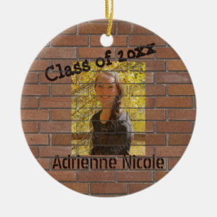 Grad Graffiti Photo on Bricks Personalizable Ceramic Ornament