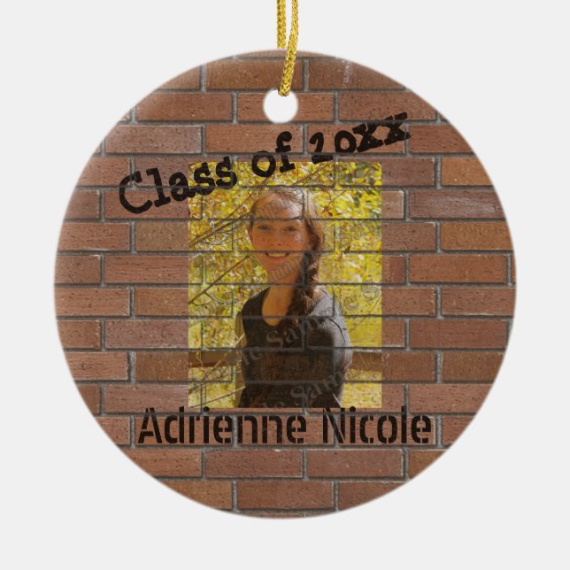 Grad Graffiti Photo on Bricks Personalizable Ceramic Ornament (Front)