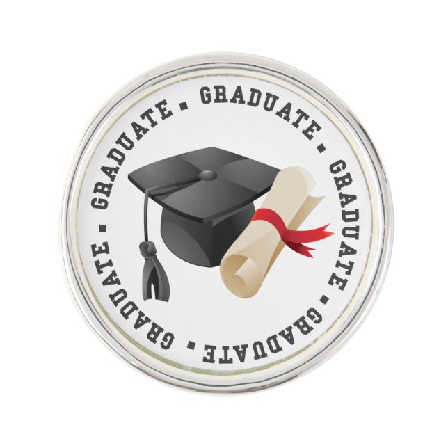 Grad Hat and Degree Lapel Pin (Front)