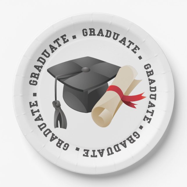 Grad Hat and Degree paper plates (Front)