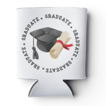 Grad Hat and Degree photo can cooler
