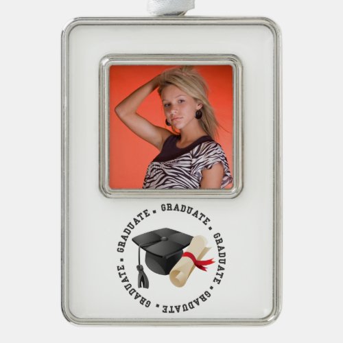 Grad Hat and Degree Photo Ornament