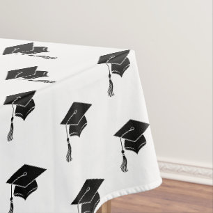 Grad Hat and Tassel Graduation Celebration Tablecloth
